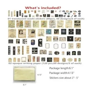 200 calcomanías estéticas para diario calcomanías vintage_3