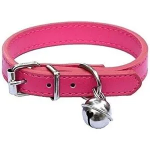 Collares de piel rosa para mascotas para gatos_1