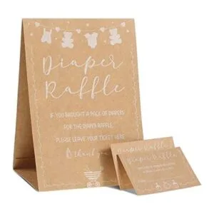 50 boletos de rifa de pañales y 1 letrero para baby_1
