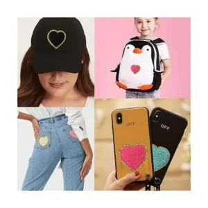 Parches de corazón de chenilla con purpurina 6 parches_6