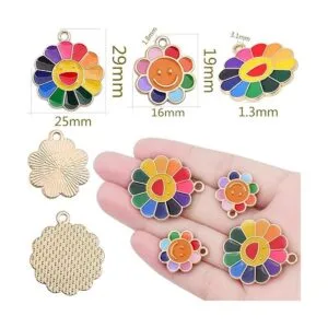 20 dijes coloridos de girasol sonriente de aleación_3