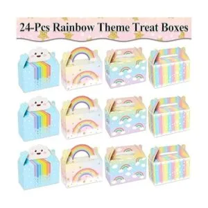 Paquete de 12 cajas de recuerdos de fiesta de arcoíris en_3