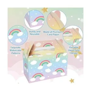 Paquete de 12 cajas de recuerdos de fiesta de arcoíris en_5