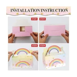 Paquete de 12 cajas de recuerdos de fiesta de arcoíris en_4