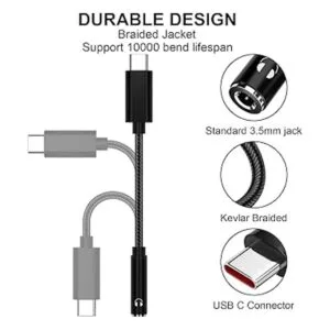 TITACUTE Adaptador de auriculares USB tipo C a conector de_5