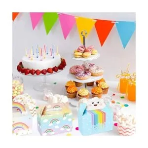 Paquete de 12 cajas de recuerdos de fiesta de arcoíris en_6