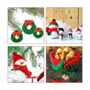 LIHAO Hilo de 3 madejas para tejer hilo temático navideño_4