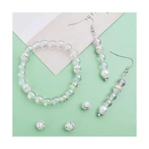 100 cuentas espaciadoras de bolas de cristal plateado de_7