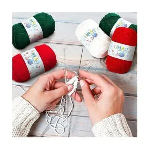 LIHAO Hilo de 3 madejas para tejer hilo temático navideño_5