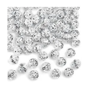 100 cuentas espaciadoras de bolas de cristal plateado de_4