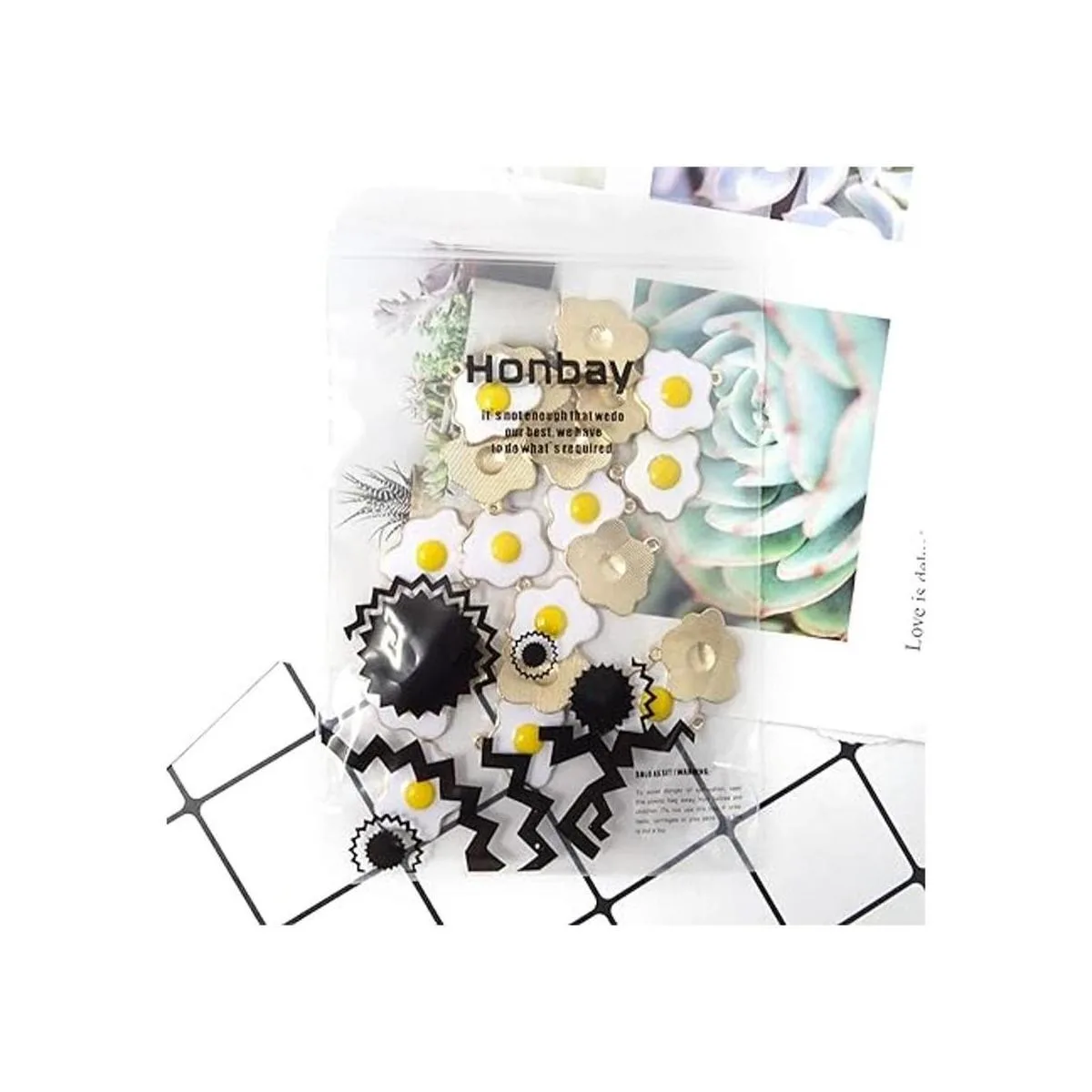 Honbay 20 piezas de aleación de esmalte huevos fritos_7