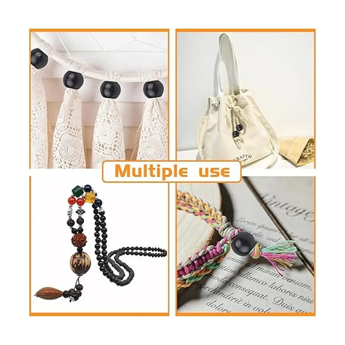 50 cuentas de madera negras redondas de 0.787 in cuentas_5