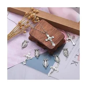 30 colgantes de cruz y centro de aleación de plata_4