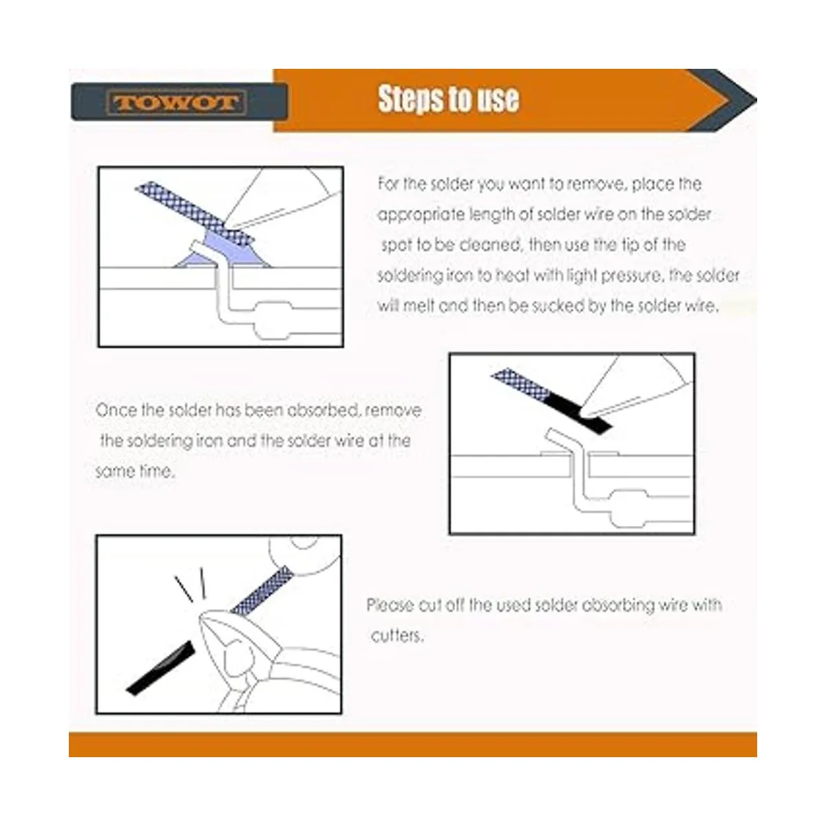 TOWOT Trenza de mecha de soldadura con flujo electrónico_4