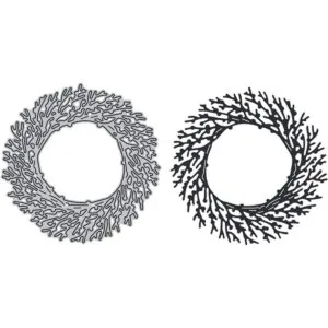 Corona de ramas troqueles de metal hojas de flores_5