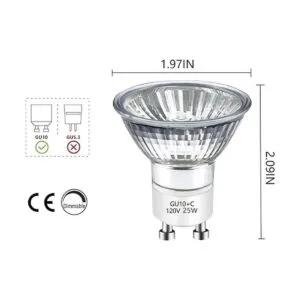 Ahevo GU10 Bombilla halógena de 120 V 25 W cubierta de_2