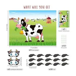 ASTARON Pin The Tail on The Cow Juego de fiesta con 30_6
