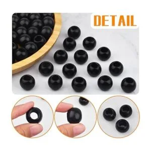 50 cuentas de madera negras redondas de 0.787 in cuentas_4