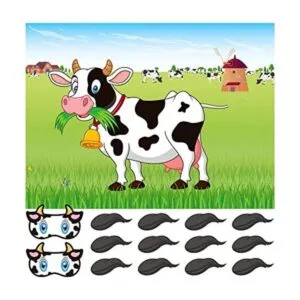 ASTARON Pin The Tail on The Cow Juego de fiesta con 30_1