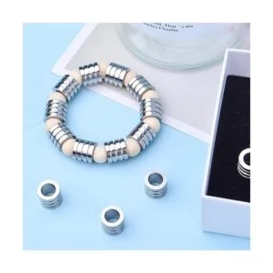 20 cuentas espaciadoras de acero inoxidable ranuradas con_5