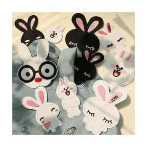Parches de hierro para ropa de conejitos lindos con_6