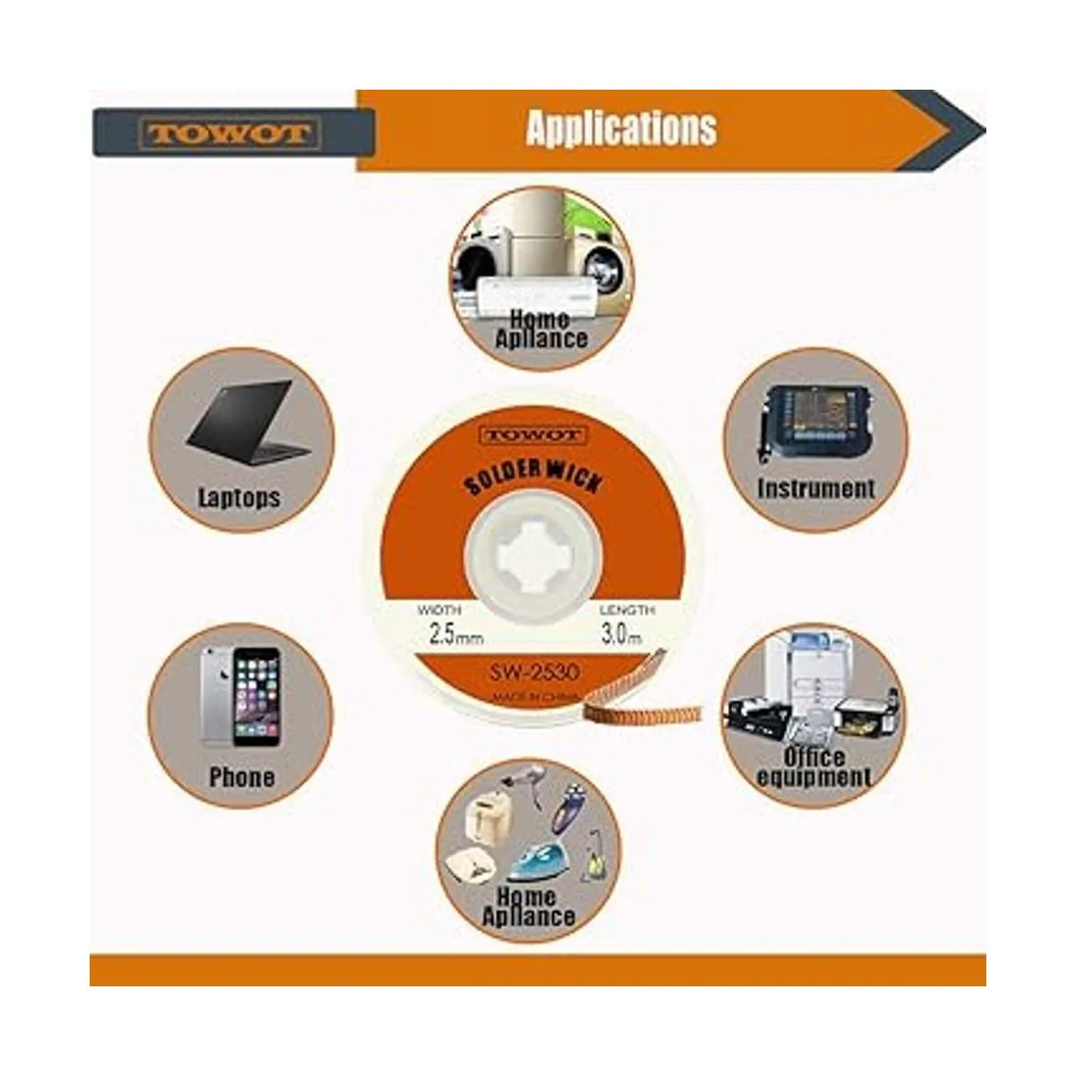 TOWOT Trenza de mecha de soldadura con flujo electrónico_3