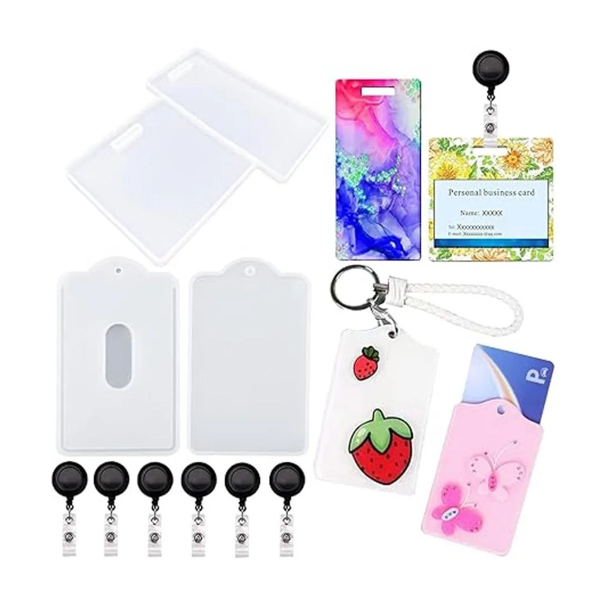 GeoGeoDIY Juego de 2 moldes de resina para tarjetas de_1