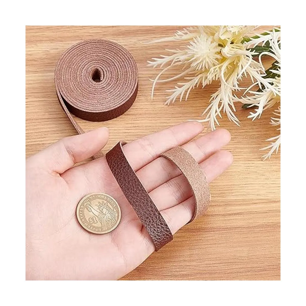 GORGECRAFT Tira de correa de cuero marrón de 0.5 pulgadas_3