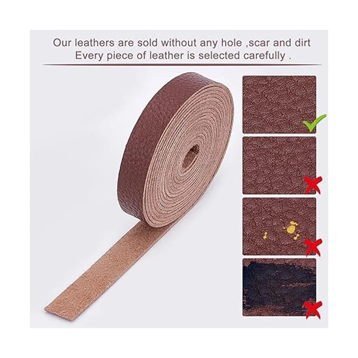 GORGECRAFT Tira de correa de cuero marrón de 0.5 pulgadas_4