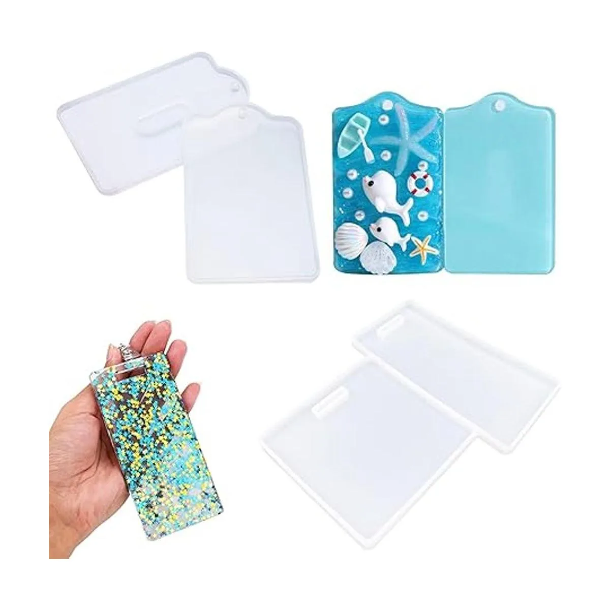 GeoGeoDIY Juego de 2 moldes de resina para tarjetas de_3