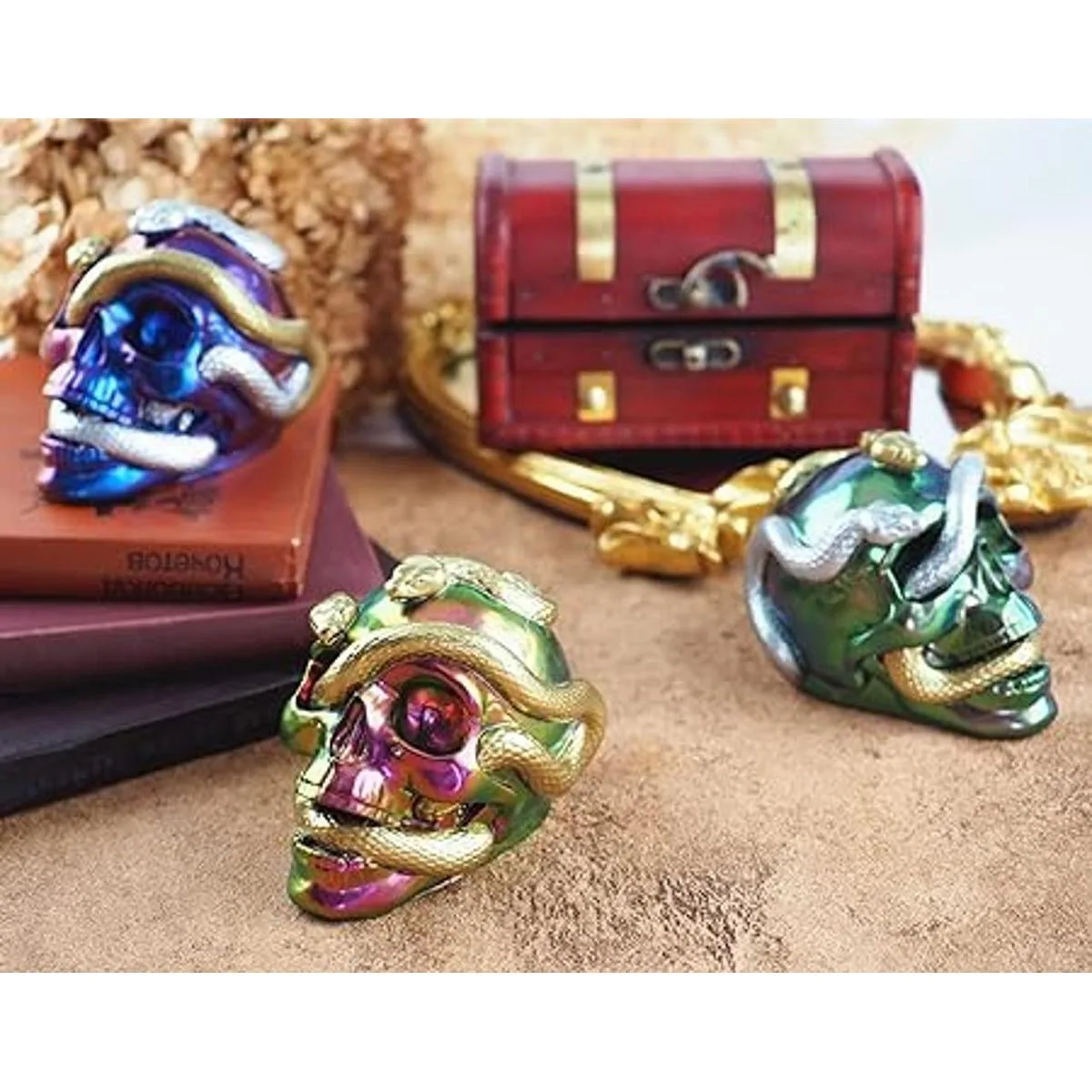 KuAoyoja Moldes de silicona con calavera de serpiente 3D_5