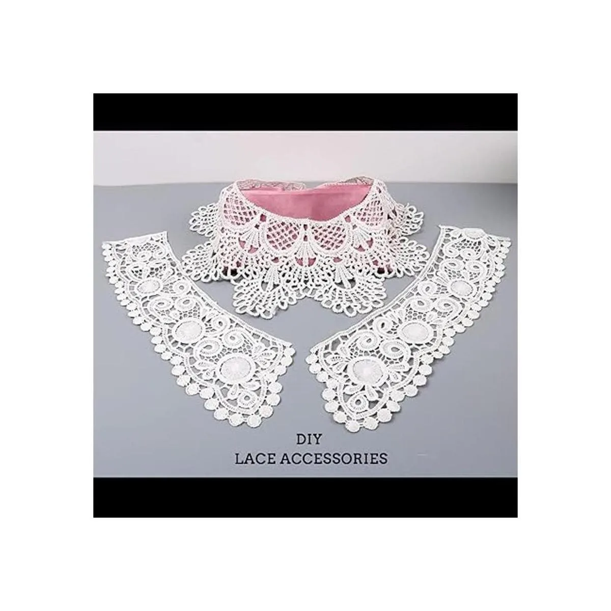 MAMUNU 2 piezas de cuello de encaje blanco cuello de tela_7