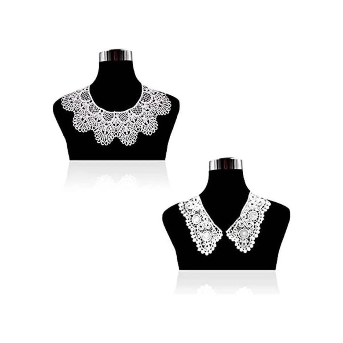 MAMUNU 2 piezas de cuello de encaje blanco cuello de tela_1