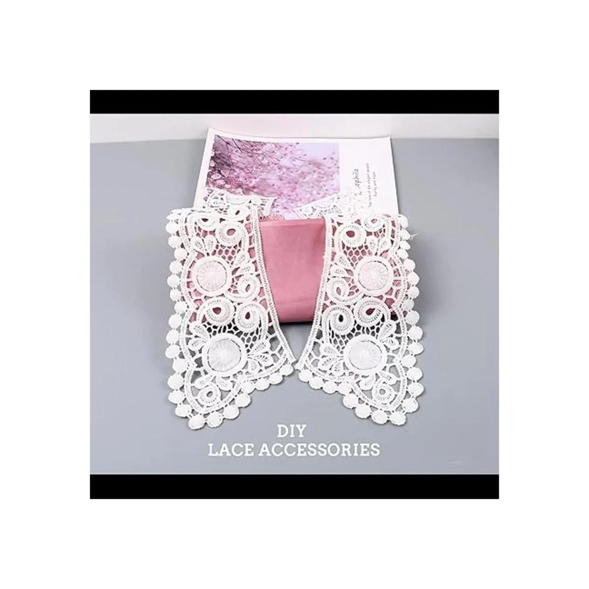 MAMUNU 2 piezas de cuello de encaje blanco cuello de tela_6