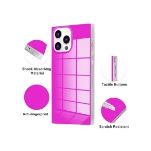 Omorro Funda cuadrada para iPhone 14 Pro de neón para_5