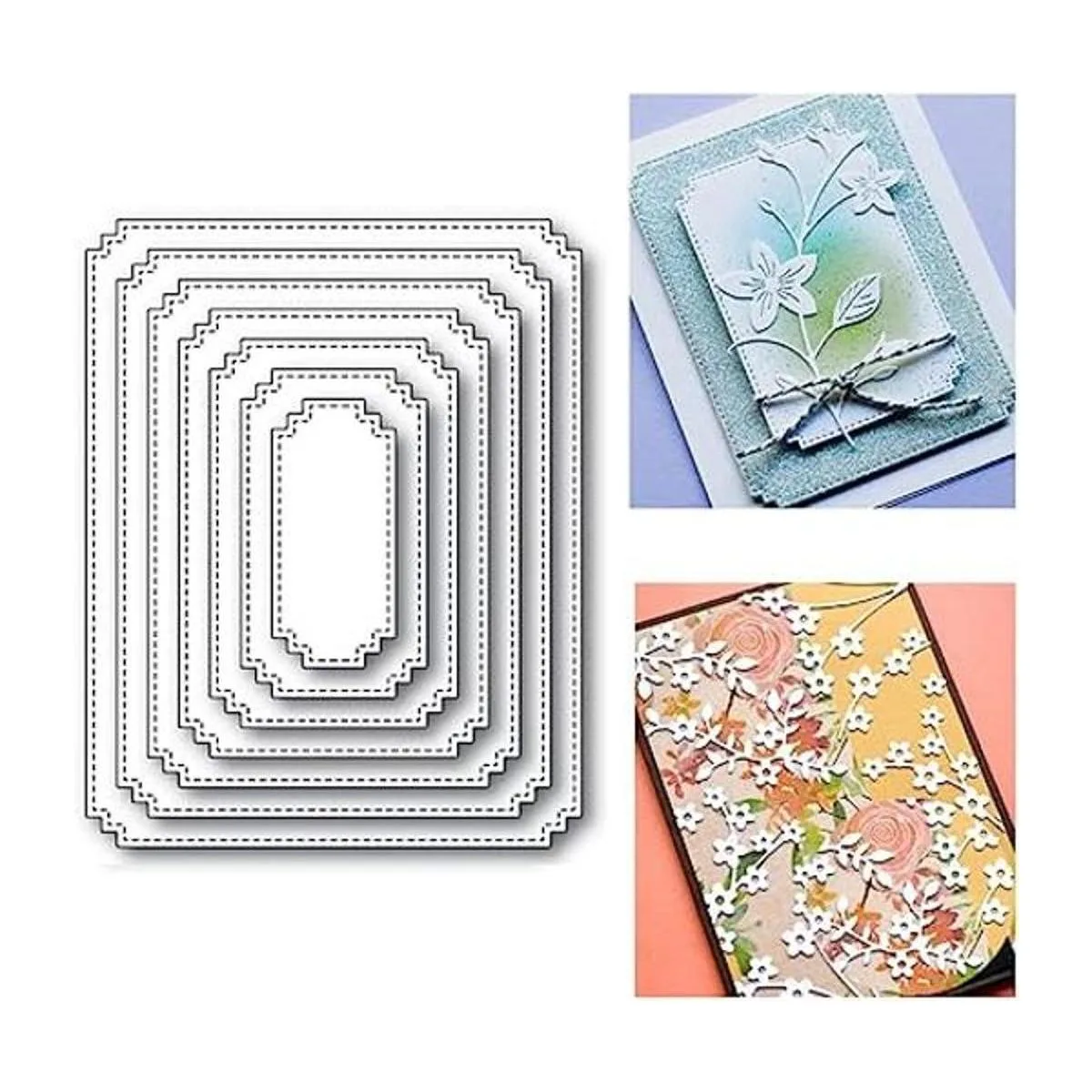 7 piezas de troqueles de metal con marco plantillas de_1