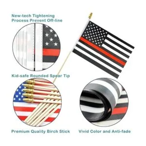 Newperlite Bandera de palo de bomberos americanos de línea_3