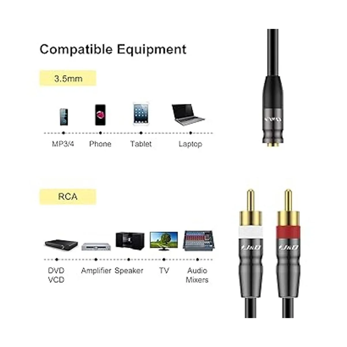 JD Cable de audio RCA doble de 0.138 in a cable de audio_4