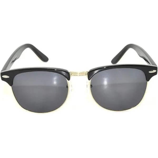 Gafas de sol clásicas de metal negrodorado con medio marco_3