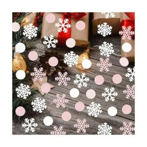 PinkSilverWhite Snowflake Table Confetti Winter_2