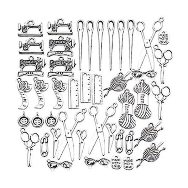 Colección de abalorios de costura 44 piezas de plata_1
