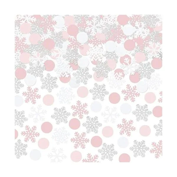 PinkSilverWhite Snowflake Table Confetti Winter_1