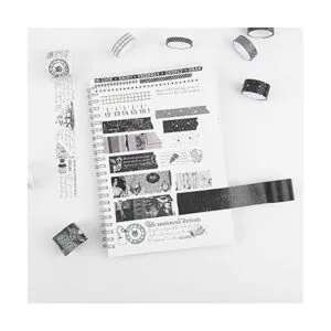 Dizdkizd Juego de cinta washi en blanco y negro 20 rollos_4