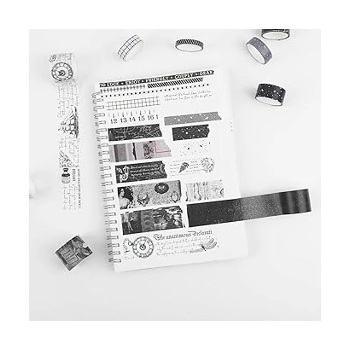 Dizdkizd Juego de cinta washi en blanco y negro 20 rollos_4