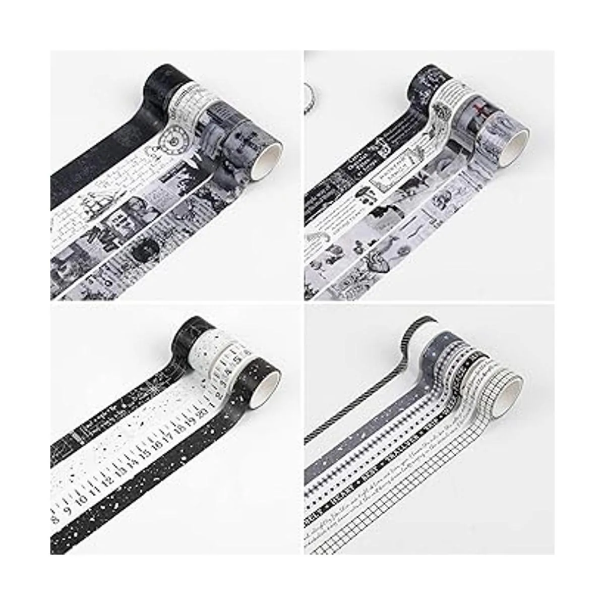 Dizdkizd Juego de cinta washi en blanco y negro 20 rollos_3