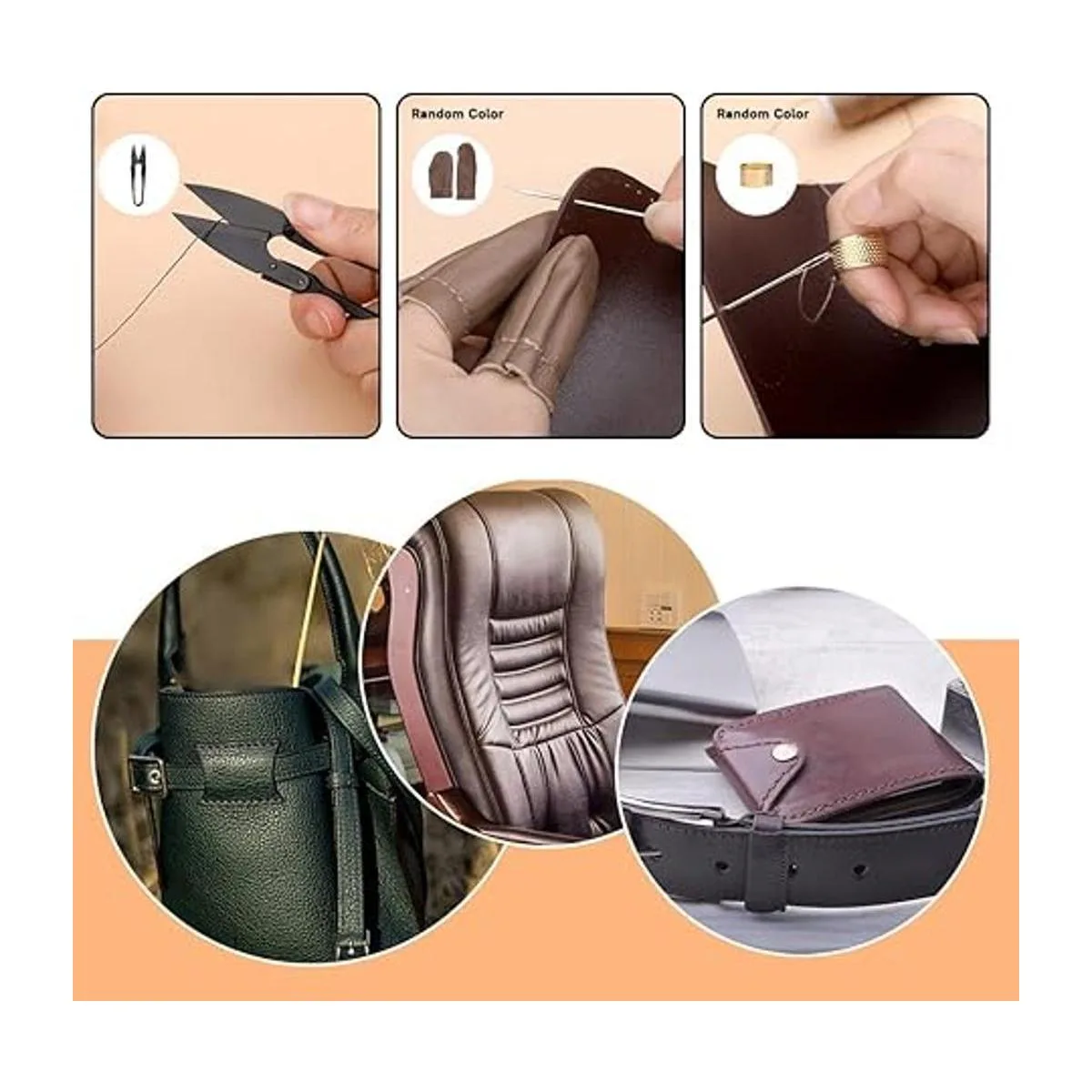 Kit de costura de cuero kit de reparación de tapicería de_6