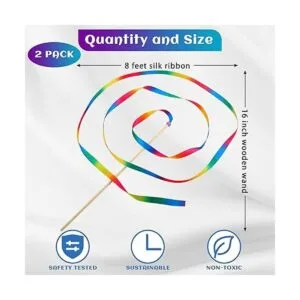 2 piezas de serpentina de seda arco iris de 8 pies de_2