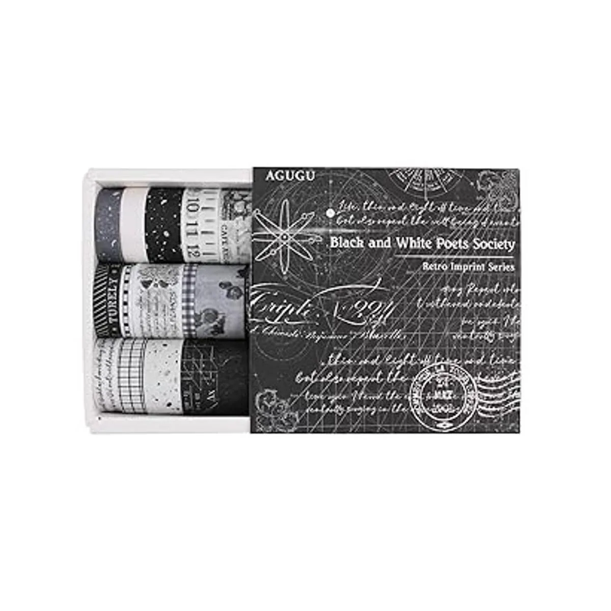 Dizdkizd Juego de cinta washi en blanco y negro 20 rollos_7