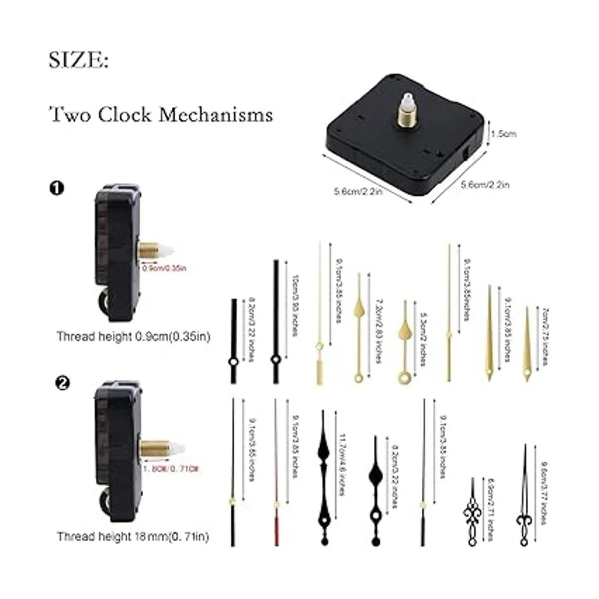 Kit de mecanismo de reloj de cuarzo 2 piezas mecanismo_2