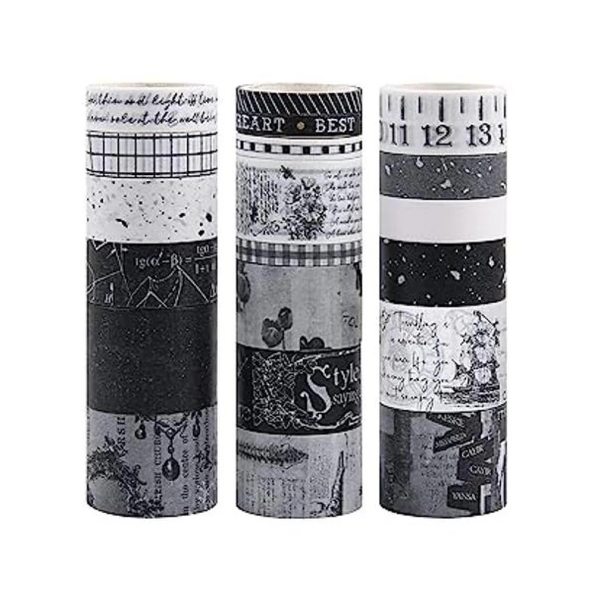 Dizdkizd Juego de cinta washi en blanco y negro 20 rollos_1